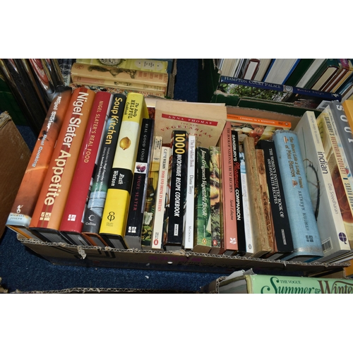 546 - FIVE BOXES OF BOOKS containing approximately 125 titles on the subject of Cookery, authors include E... 