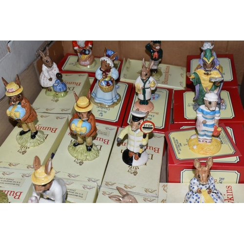 551 - A BOX AND LOOSE BOXED ROYAL DOULTON BUNNYKINS FIGURES, nineteen figures comprising Dollie Bunnykins ... 