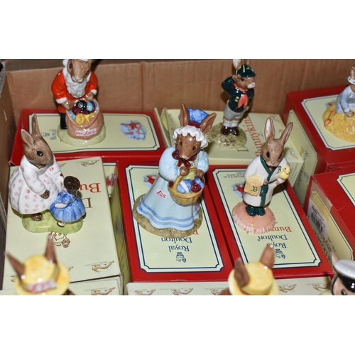 551 - A BOX AND LOOSE BOXED ROYAL DOULTON BUNNYKINS FIGURES, nineteen figures comprising Dollie Bunnykins ... 