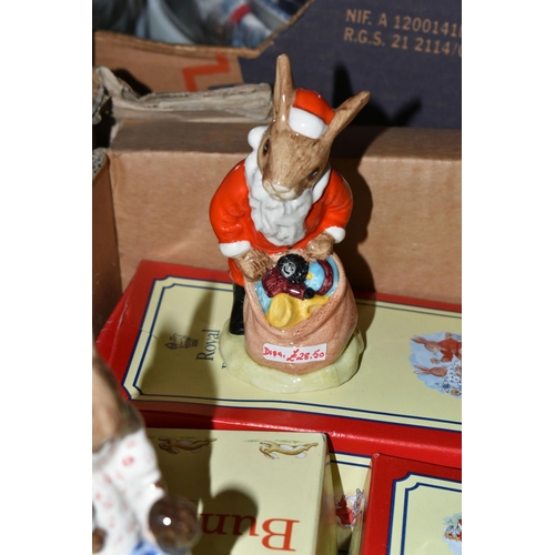 551 - A BOX AND LOOSE BOXED ROYAL DOULTON BUNNYKINS FIGURES, nineteen figures comprising Dollie Bunnykins ... 