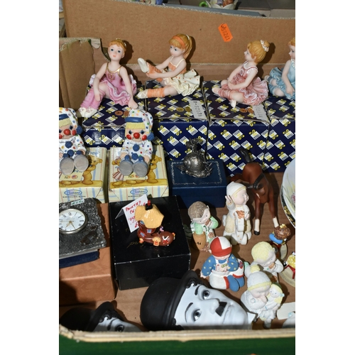 555 - FIVE BOXES AND LOOSE FIGURES AND ORNAMENTS, many with boxes, to include a quantity of Hallmark Colle... 