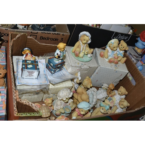 571 - SEVEN BOXES OF ASSORTED FIGURINES, to include Teddy In Transit bears, Sandringham bears, Cherished T... 