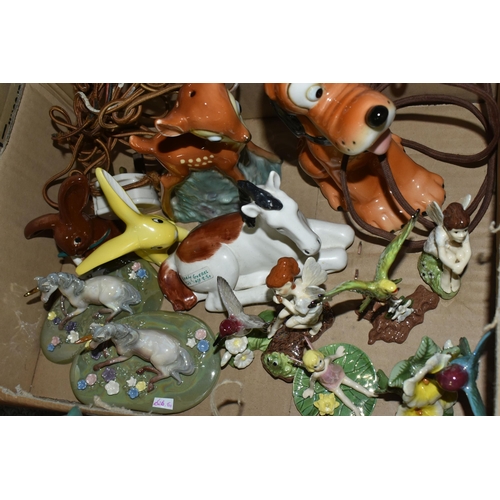 574 - ONE BOX OF GOELBEL AND CARLTON WARE FIGURES, to include Carlton Ware  piggy book ends, a large Goebe... 