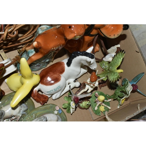 574 - ONE BOX OF GOELBEL AND CARLTON WARE FIGURES, to include Carlton Ware  piggy book ends, a large Goebe... 