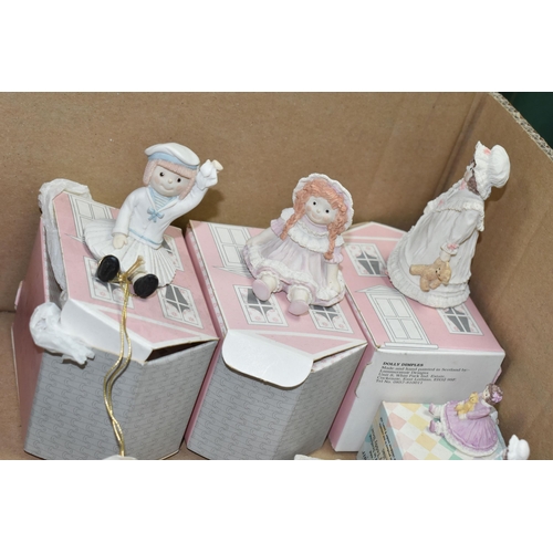 581 - TWO BOXES AND LOOSE NOVELTY ORNAMENTS ETC, to include Schmid Kitty Cucumber cat sculptures and plate... 