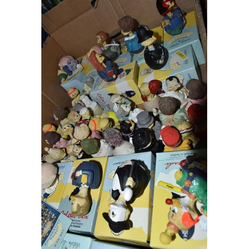 586 - FOUR BOXES OF MISCELLANEOUS ORNAMENTS AND FIGURINES, to include a quantity of empty gift boxes for W... 