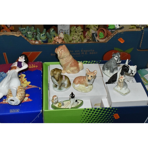 586 - FOUR BOXES OF MISCELLANEOUS ORNAMENTS AND FIGURINES, to include a quantity of empty gift boxes for W... 