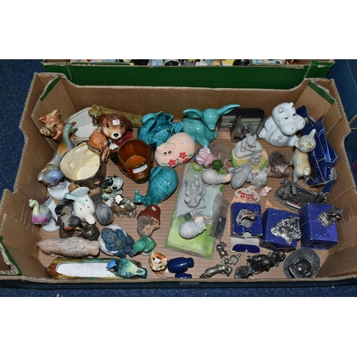 586 - FOUR BOXES OF MISCELLANEOUS ORNAMENTS AND FIGURINES, to include a quantity of empty gift boxes for W... 