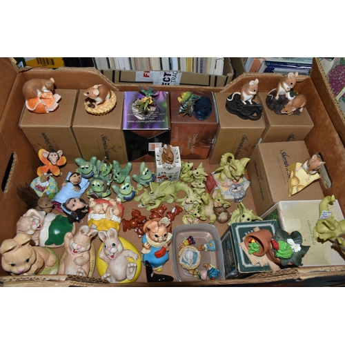 586 - FOUR BOXES OF MISCELLANEOUS ORNAMENTS AND FIGURINES, to include a quantity of empty gift boxes for W... 