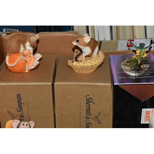 586 - FOUR BOXES OF MISCELLANEOUS ORNAMENTS AND FIGURINES, to include a quantity of empty gift boxes for W... 