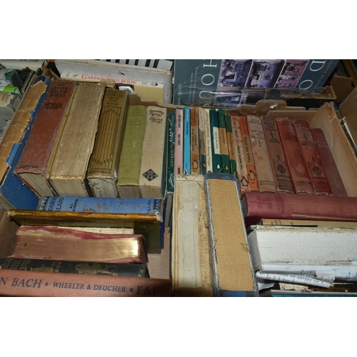 592 - SIX BOXES OF BOOKS containing approximately 150 miscellaneous titles in hardback and paperback forma... 