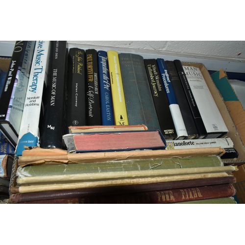 600 - SIX BOXES OF BOOKS AND MUSIC SCORES, and Classical Music LP's, approximately 105 book titles include... 