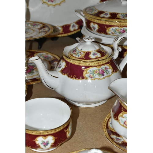 602 - A SEVENTY EIGHT PIECE ROYAL ALBERT 'LADY HAMILTON' DINNER SERVICE, comprising a meat plate, two ture... 