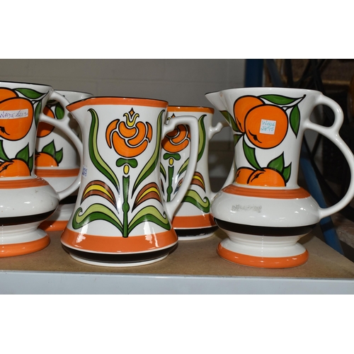 607 - NINE WADE JUGS FROM THE GALLERY COLLECTION, each inspired by 1930s Wade Heath designs, comprising Su... 