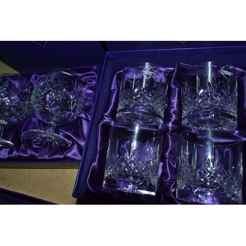 610 - A COLLECTION OF EDINBURGH CRYSTAL, comprising four boxed sets of Edinburgh Crystal drinking glasses:... 