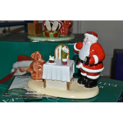 611 - THREE BOXED COALPORT 'RAYMOND BRIGGS' FATHER CHRISTMAS' FIGURES, all limited editions, comprising tw... 