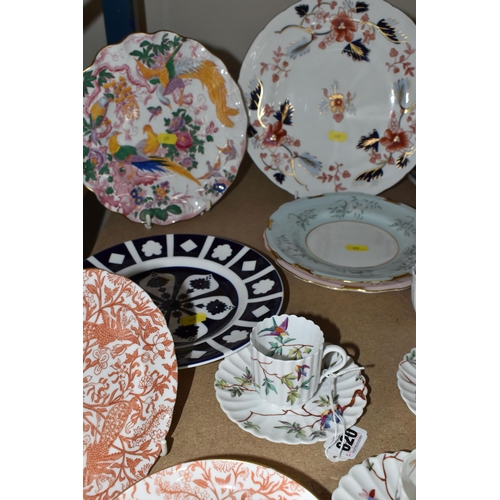 620 - A SMALL COLLECTION OF ROYAL CROWN DERBY AND COPELAND CHINA WARES, comprising  nine 20.5 cm blue peac... 