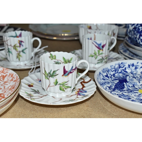 620 - A SMALL COLLECTION OF ROYAL CROWN DERBY AND COPELAND CHINA WARES, comprising  nine 20.5 cm blue peac... 