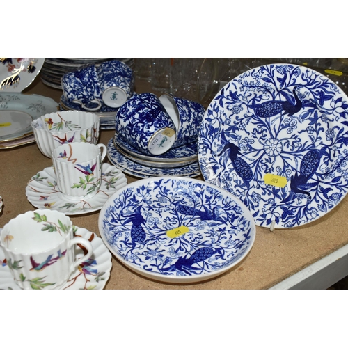 620 - A SMALL COLLECTION OF ROYAL CROWN DERBY AND COPELAND CHINA WARES, comprising  nine 20.5 cm blue peac... 