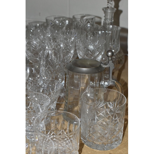 627 - A SMALL QUANTITY OF CUT GLASS AND DECORATIVE GLASSWARES ETC, to include four Stuart small wine glass... 