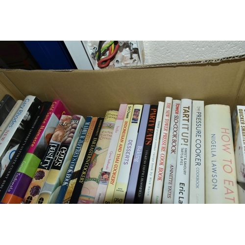 639 - SIX BOXES OF FOOD AND COOKING RELATED BOOKS, to include books by Tom Kerridge, Jamie Oliver, Gordon ... 