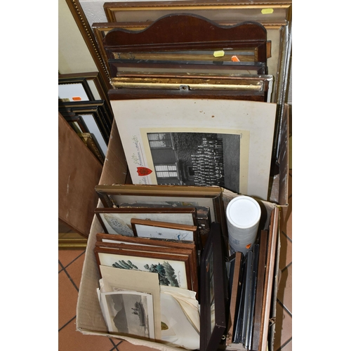 643 - TWO BOXES AND LOOSE PICTURES AND PRINTS ETC, to include an oil on board depicting Aros Bridge in Mul... 