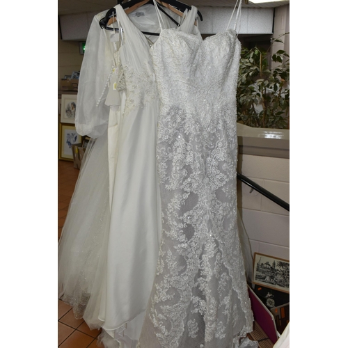 653 - A GROUP OF WEDDING DRESSES, retail stock clearance, assorted styles to include princess line, A line... 