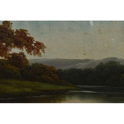 680 - THREE EARLY 20TH CENTURY PAINTINGS AND A TOPOGRAPHICAL PRINT, comprising of two unsigned river lands... 