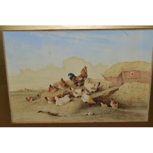 683 - FREDERICK E VALTER (1850-1930) A FARMYARD SCENE WITH CHICKENS, signed and dated 1924 bottom left, wa... 