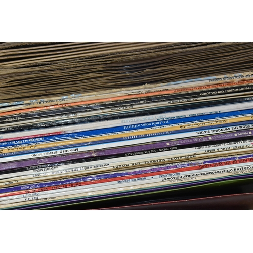 688 - TWO TRAYS CONTAINING APPROX ONE HUNDRED AND TWENTY LPs AND 78s OF MOSTLY JAZZ MUSIC including Duke E... 