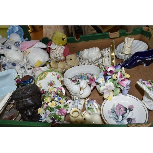 698 - SIX BOXES OF DINNERWARE, TEAWARE AND ORNAMENTS, to include Royal Doulton Lambeth Stoneware 'Summer d... 