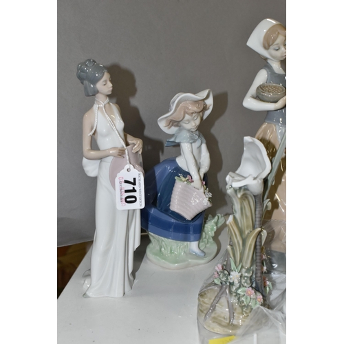 710 - FOUR LLADRO FIGURES, comprising Preening Crane no 1612, sculptor Salvador Debon, issued 1989-1998 (l... 