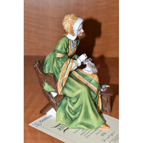 771 - A ROYAL DOULTON 'ANNE OF CLEEVES' FIGURINE, HN3356, limited edition, numbered 573/9500, with certifi... 