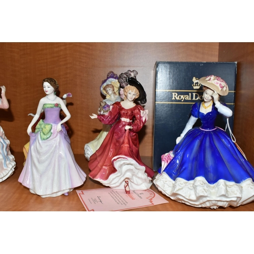 774 - SIX ROYAL DOULTON FIGURINES OF THE YEAR, comprising 1992 Mary HN3375 (glue residue to base, restorat... 