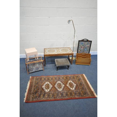 1296 - A SELECTION OF OCCASIONAL FURNITURE, to include a mid-century tile top coffee table, width 86cm x de... 