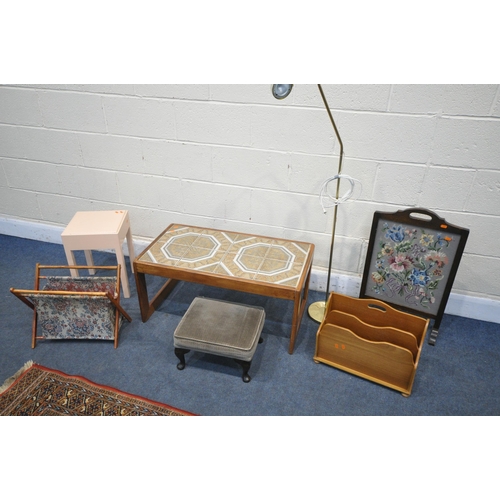 1296 - A SELECTION OF OCCASIONAL FURNITURE, to include a mid-century tile top coffee table, width 86cm x de... 