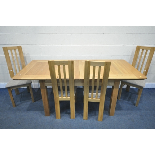 1299 - A MODERN LIGHT OAK EXTENDING DINING TABLE, with two additional leaves, extended length 199cm x close... 