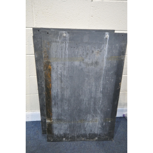 1310 - THREE RECTANGULAR SLATE PIECES, 70cm x 109cm (condition:-some chips to edges)