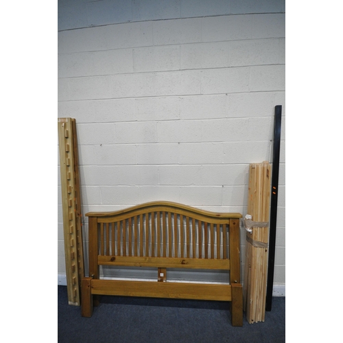 1316 - A MODERN PINE 5 FT BED STEAD, with side rails, slats, and central support (condition - good conditio... 