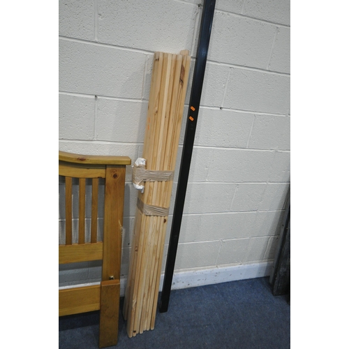 1316 - A MODERN PINE 5 FT BED STEAD, with side rails, slats, and central support (condition - good conditio... 