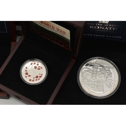 216 - A QUANTITY OF BOXED SILVER AND SILVER PROOF AND OTHER COINAGE, to include a D-Day silver proof Five ... 