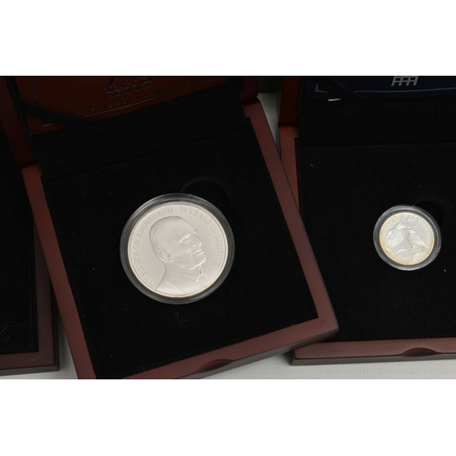 216 - A QUANTITY OF BOXED SILVER AND SILVER PROOF AND OTHER COINAGE, to include a D-Day silver proof Five ... 