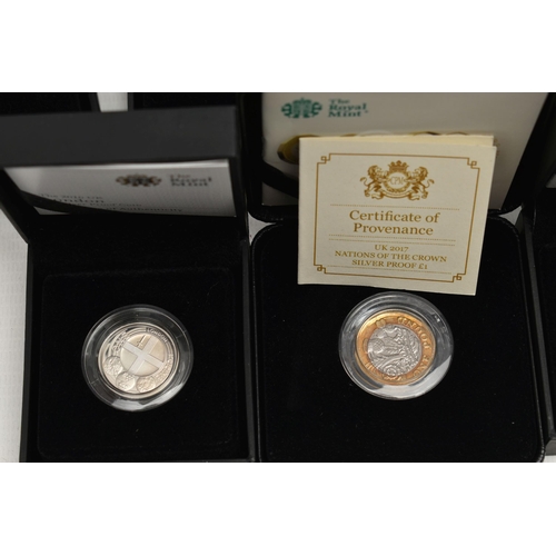 217 - A QUANTITY OF ROYAL MINT SILVER PROOF BOXED COINS, to include 2008 Handover £2 coin, 2009 Darwin £2 ... 