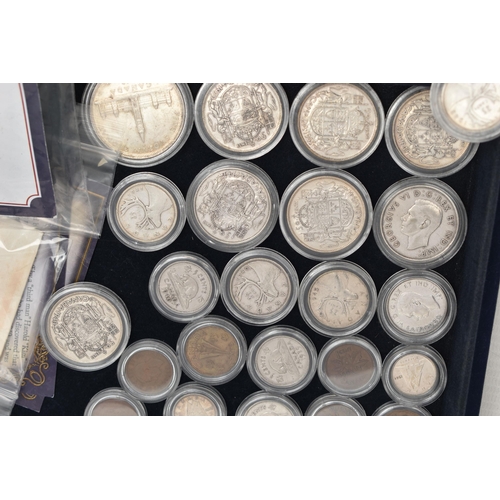 220 - A BOX OF CANADIAN COINS OF WWII ALL WITH CERTIFICATES, 37 loose coins from One Cent to One Dollar co... 