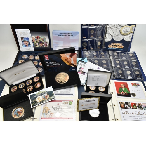 225 - A QUANTITY OF COINS AND COIN ALBUMS, to include a four x Two Pound slabbed coin display Alexander Gr... 