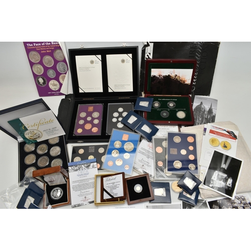 234 - A LARGE PLASTIC BOX OF COINAGE, to include a boxed 2009 .958 silver Britannia, 2008 Christmas Gold A... 