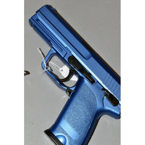 643 - A BB PISTOL, painted blue, bearing no makers name or serial number, together with a Co2 BB Daisy mod... 