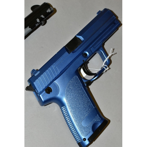 643 - A BB PISTOL, painted blue, bearing no makers name or serial number, together with a Co2 BB Daisy mod... 