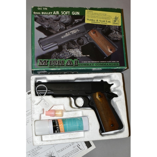 647 - A WEBLEY & SCOTT BB AIR SOFT COMPRESSED GAS OPERATED MODEL OF THE COLT MODEL 1911A1, an HFC 6mm made... 