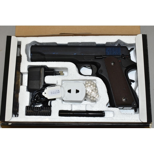 648 - A BB CO2 DAISY POWERLINE 454 REPEATER, plus 6 magazines, a 6mm BB GM 123 electric soft air pistol ba... 